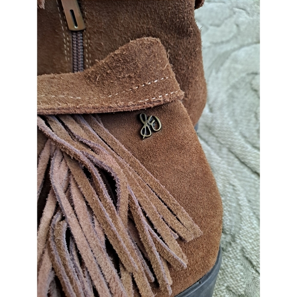 Sam Edelman Leather Fringe Cuffed Ankle Booties - Picture 4 of 7